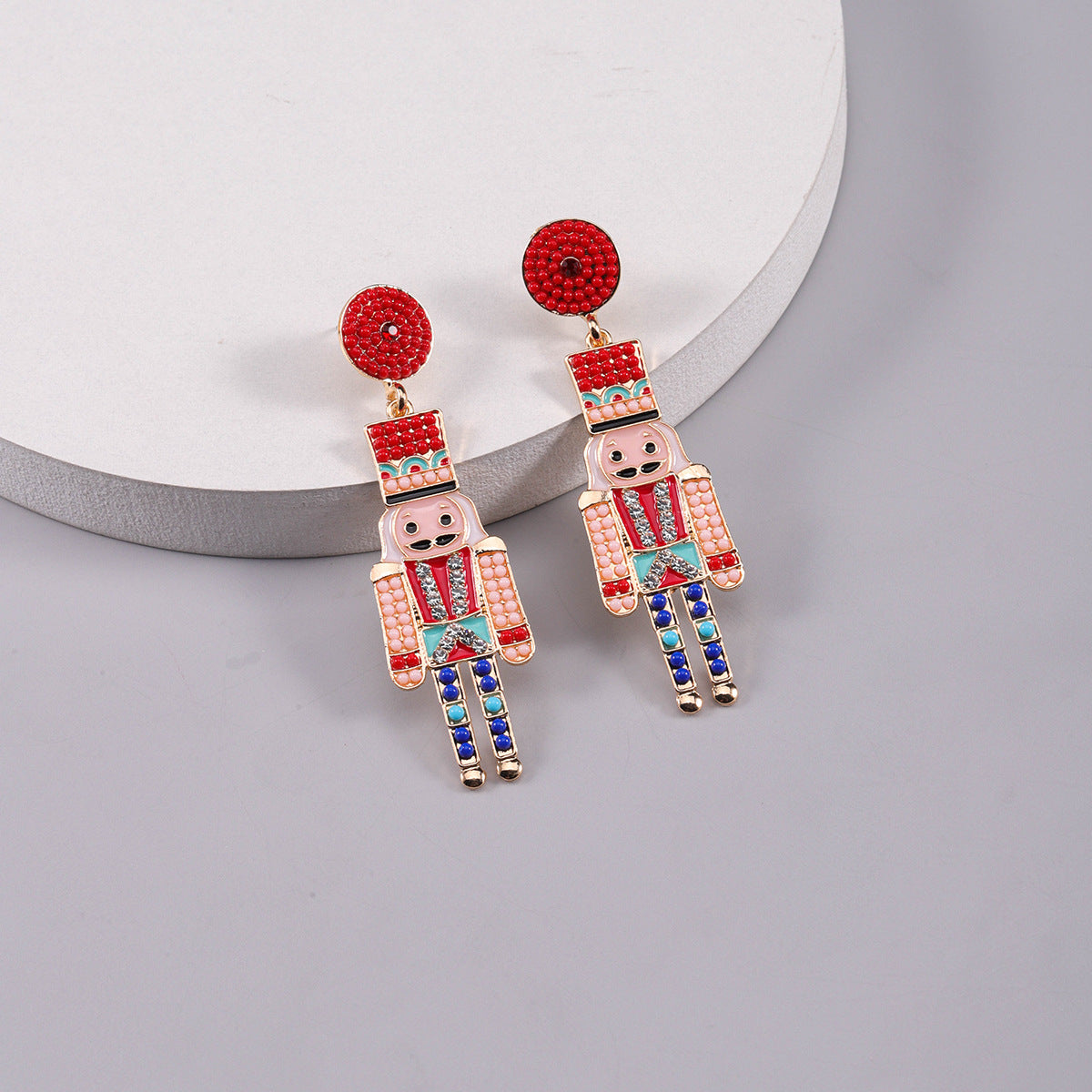 Wholesale Soldier Alloy Oil Drop Diamond Rice Bead Earrings